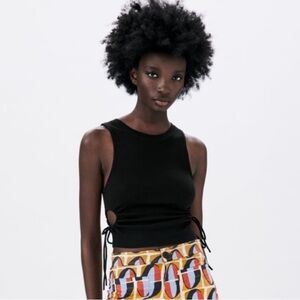 Zara black tank with side cut out and ties